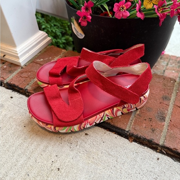 Alegria Anah I got you babe Red Leather Platform Sandals Size 37 6.5 7 Ana - Picture 5 of 7